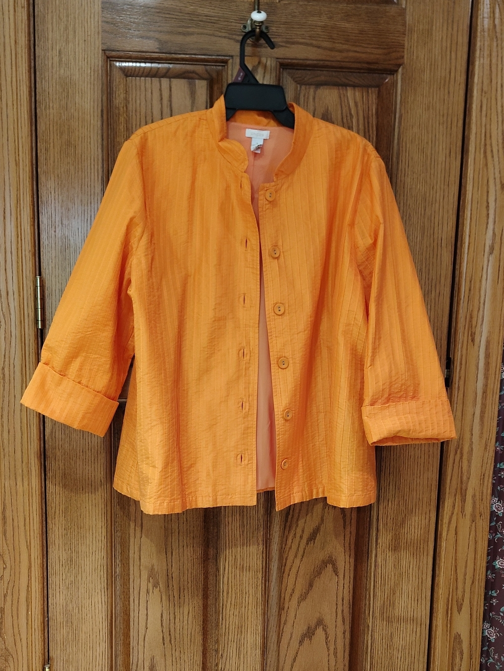 Chico's Bright Orange Button-Front Women's Shirt Jacket. Size 3.